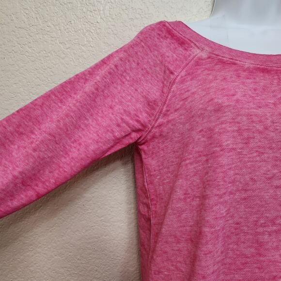 Cato Active Pink Heathered Raglan 3/4 Sleeves Sweatshirt XS Kangaroo Pocket Soft - Picture 2 of 5